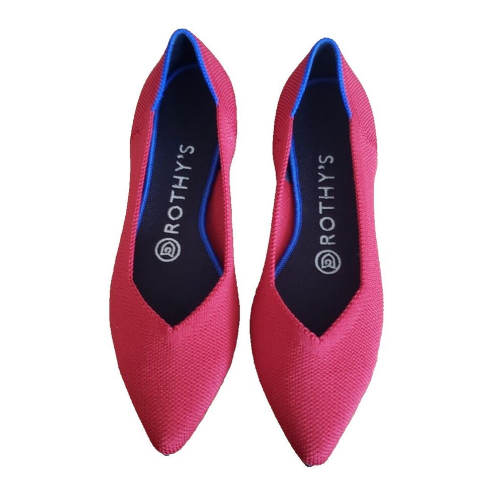 Rothy's The Point Women's Size 6 Red Casual Knit Slip-On Ballet Flats Shoes